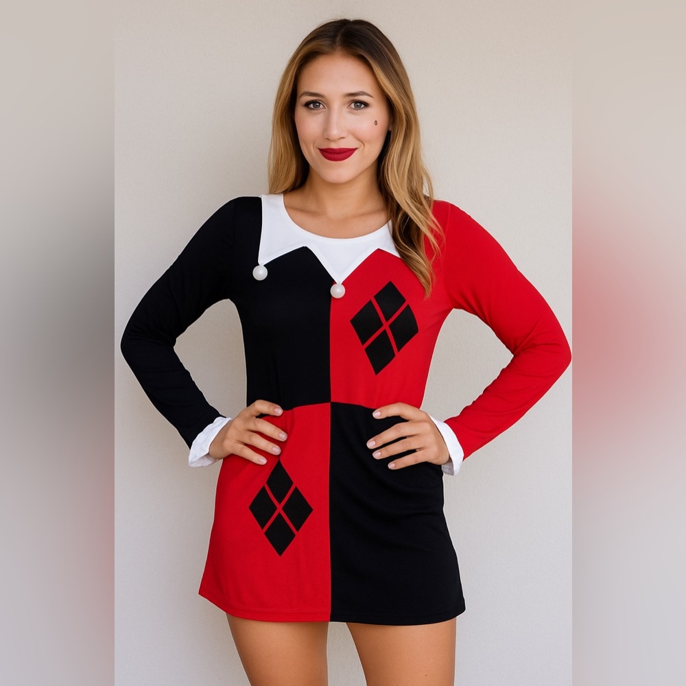 Rubie’s Harley Quinn Dress Costume Red & Black Size M